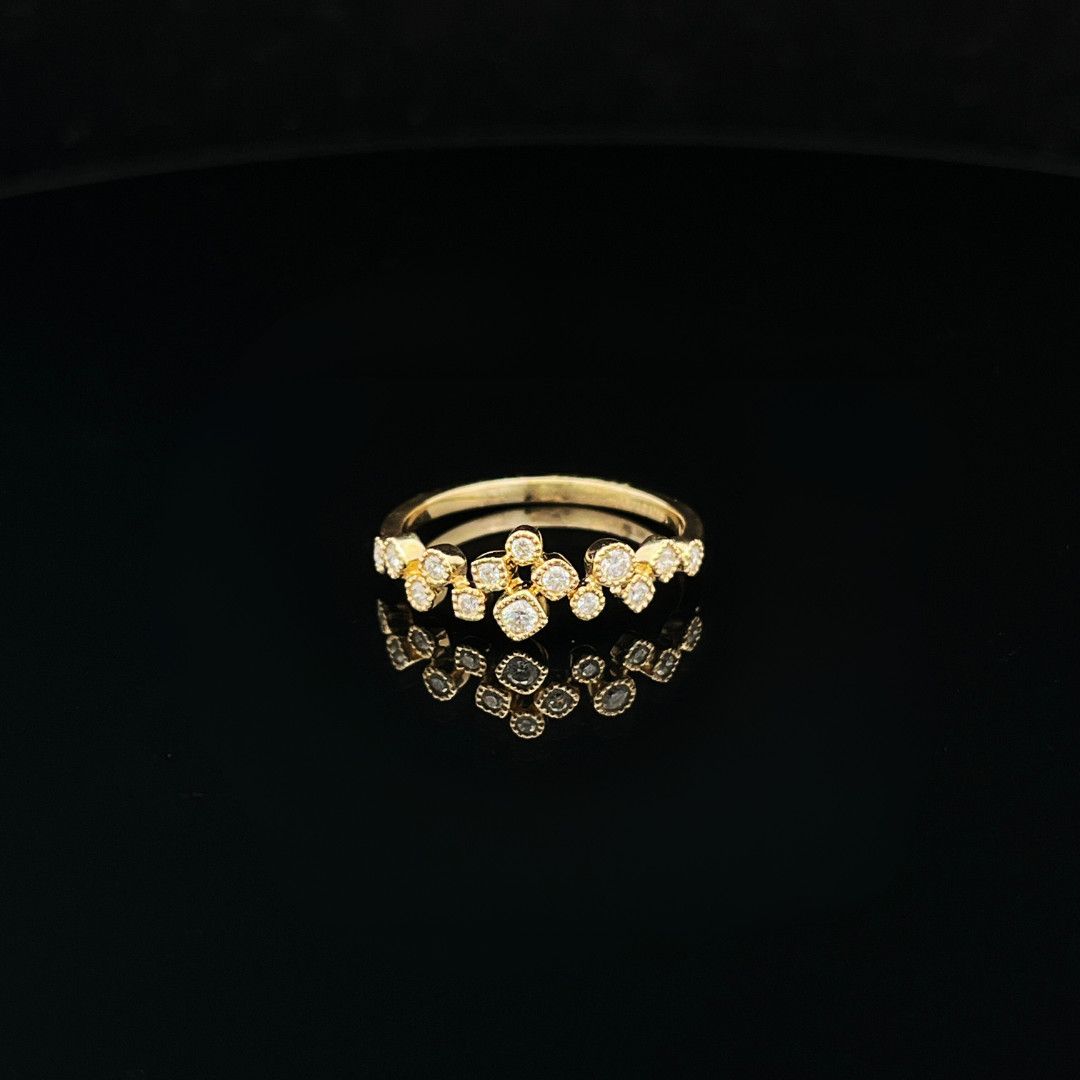 14k Yellow Gold Diamond Bezel Set Scatter Ring