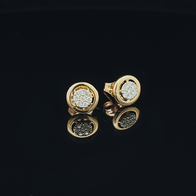 14kt  Yellow Gold Diamond Cluster Earrings .12TW