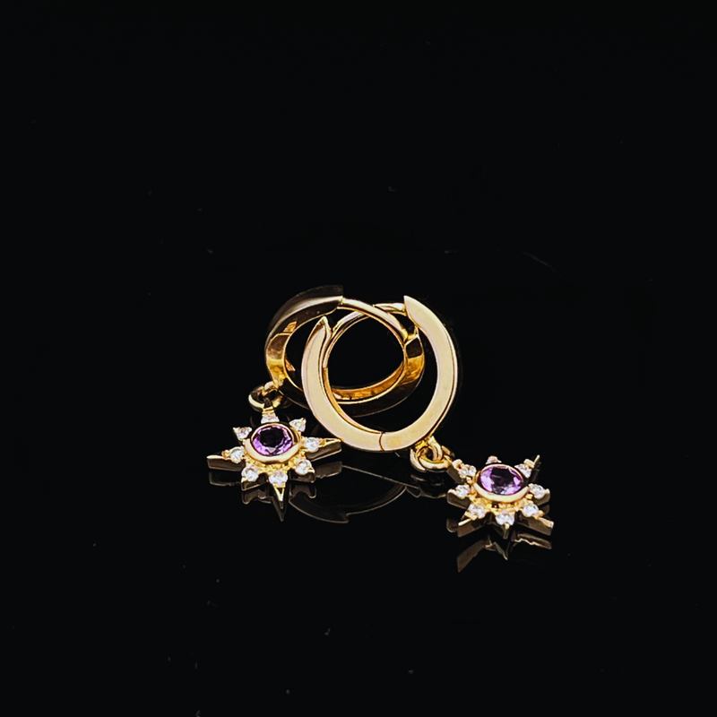 14kt Yellow Gold Amethyst &amp; .13ctw Diamond Earrings
