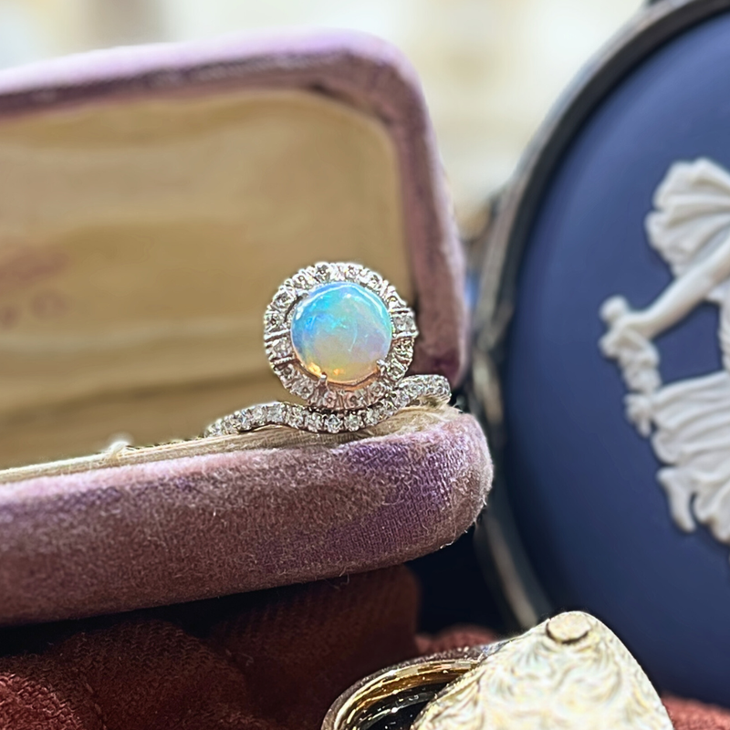 Pre-loved 18k White Gold Australian Opal &amp; Diamond Ring