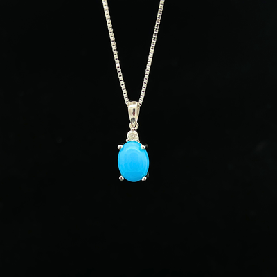 14k White Gold Blue Bird Turquoise &amp; Diamond Fashion Necklace