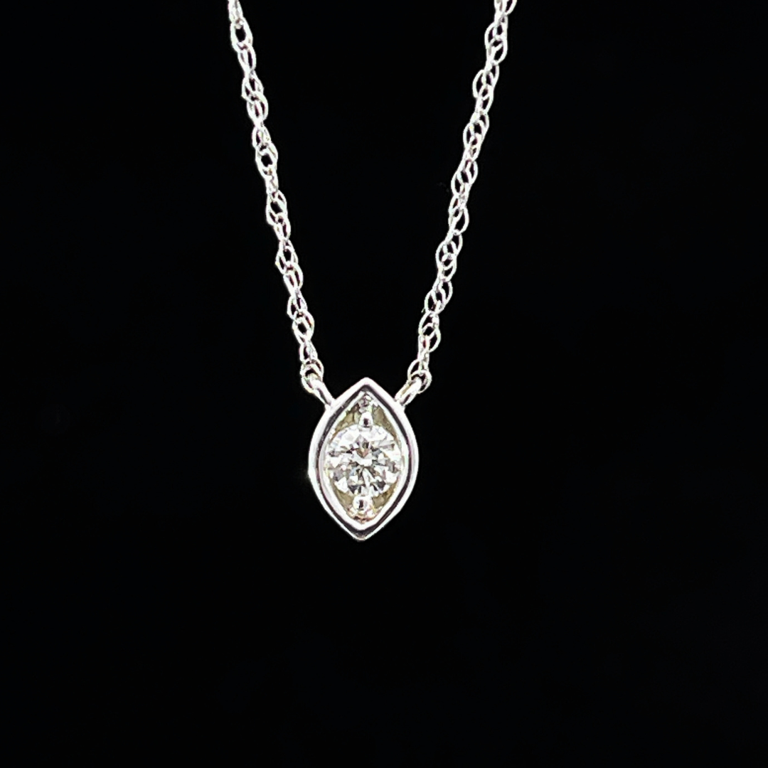 14k White Gold &quot;Sol&quot; Diamond Necklace  .10tw