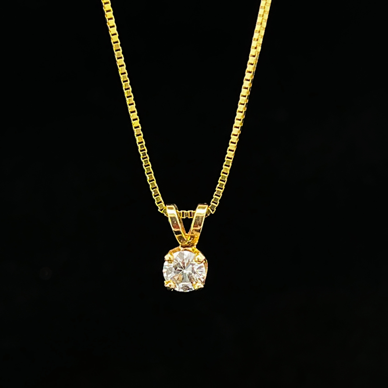 14k Yellow Gold .33ct Round Diamond Solitaire Pendant