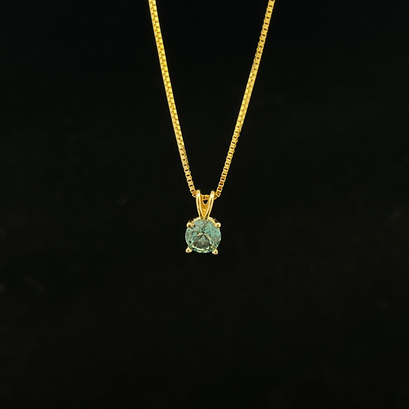 14k Yellow Gold .50cttw Teal Blue Sapphire Montana Sapphire Pendant