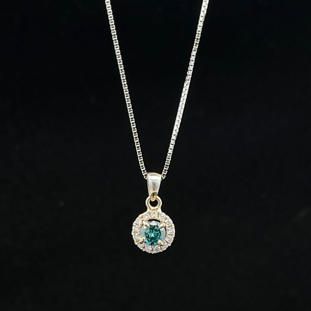 14kt White Gold Blue .10ctw Diamond Pendant