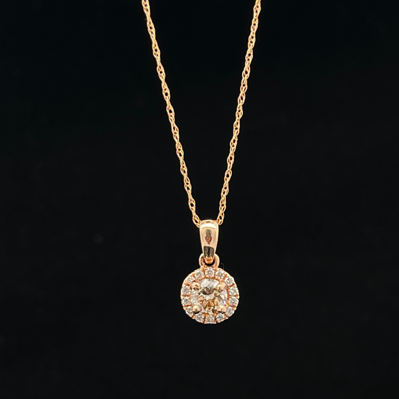 14kt Rose Gold .40ctw Champagne Diamond Pendant