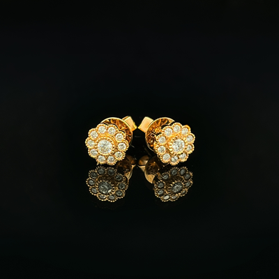 18kt Rose Gold Flower Halo .33cttw Diamond Earrings