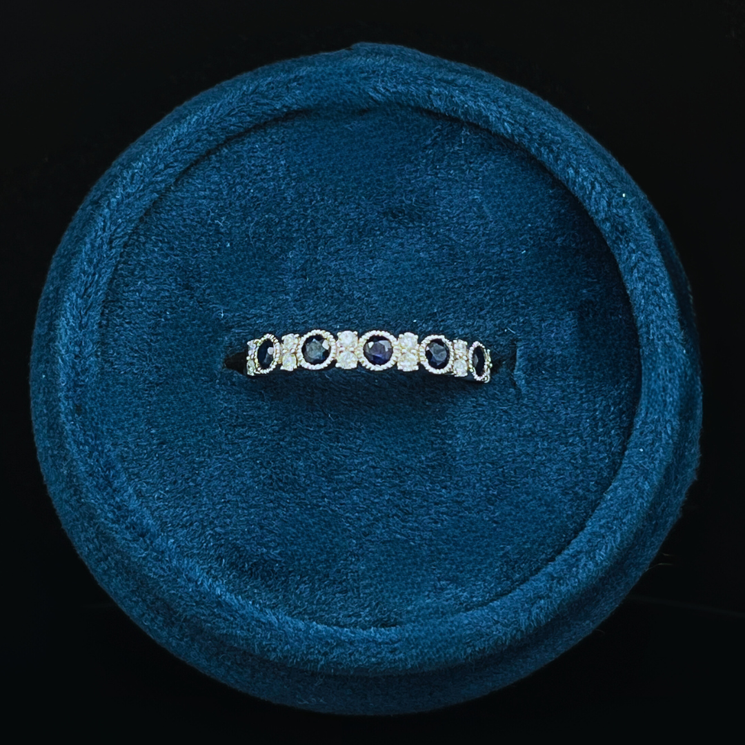 14k White Gold .40ct Sapphire &amp; .16ctw Diamond Band