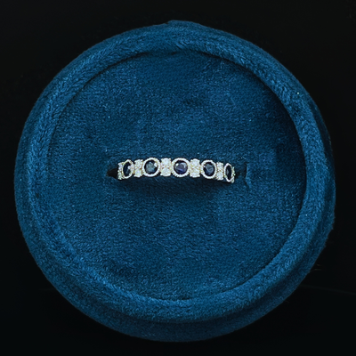 14k White Gold .40ct Sapphire &amp; .16ctw Diamond Band