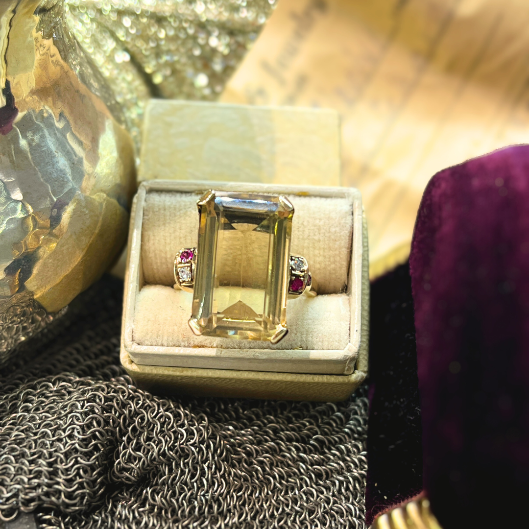 Pre-Loved 14k Yellow Gold Citrine with Ruby And Diamond Accents