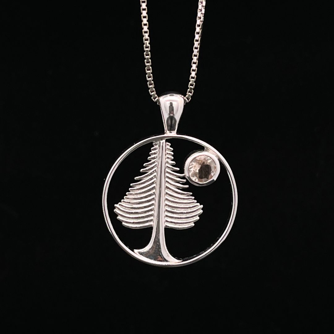 Sterling Silver Tree Sunrise Oregon Sunstone Pendant