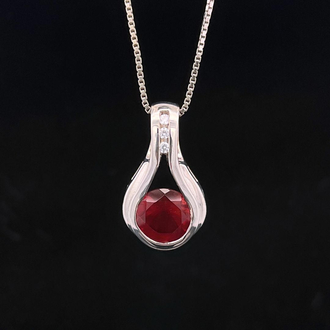 Sterling Silver 10mm Round Oregon Sunstone and Cz Slide Pendant