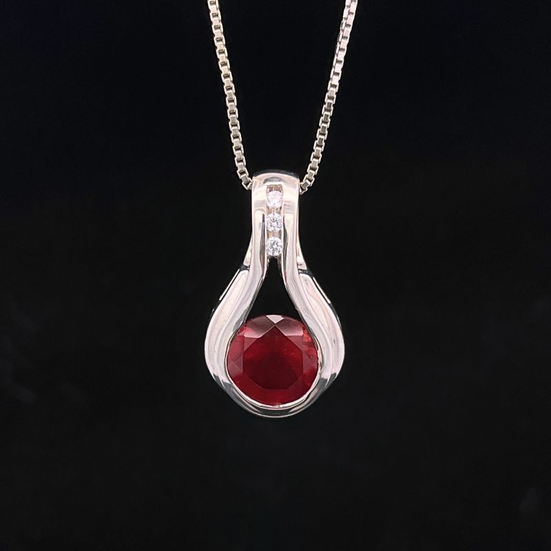 Sterling Silver 10mm Round Oregon Sunstone and Cz Slide Pendant