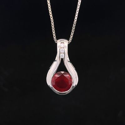 Sterling Silver 10mm Round Oregon Sunstone and Cz Slide Pendant
