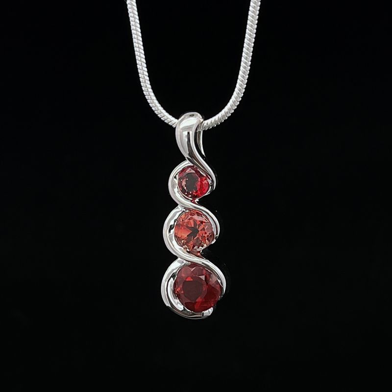 Sterling Silver 2.15ctw Triple Sunstone Pendant