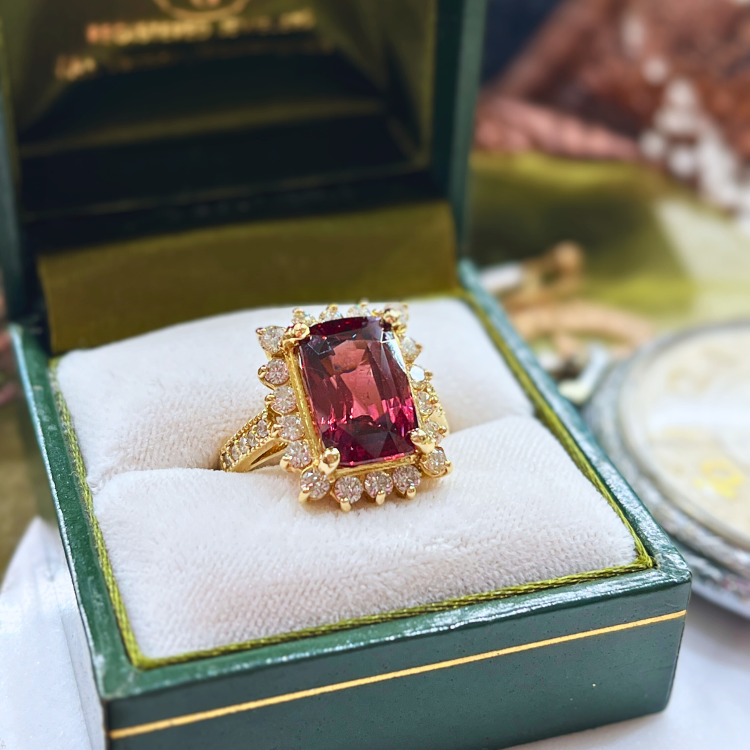 Pre-loved 14K YG 7.56ctw Zircon w/1ctw Diamond Accents Fashion Ring