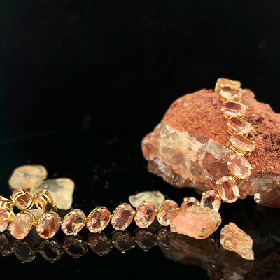 14k YG Custom Oregon Sunstone Diagonal Line Bracelet