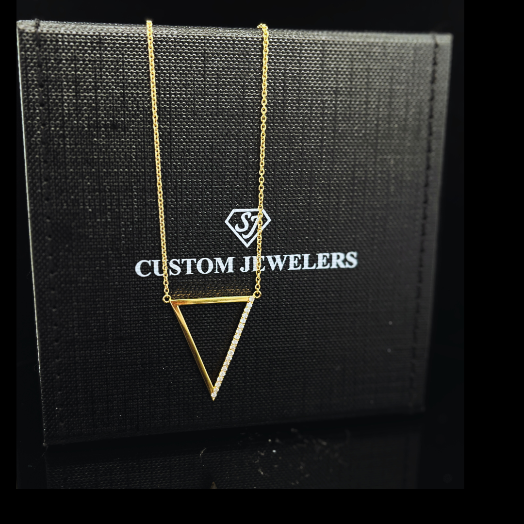 14k YG .14ctw Diamond Triangle Necklace