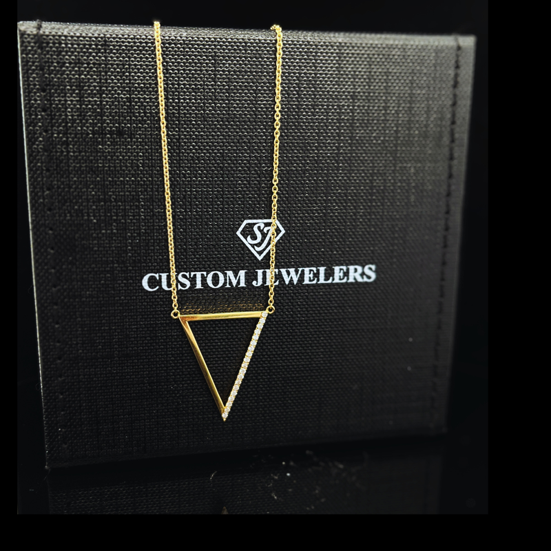 14k YG .14ctw Diamond Triangle Necklace