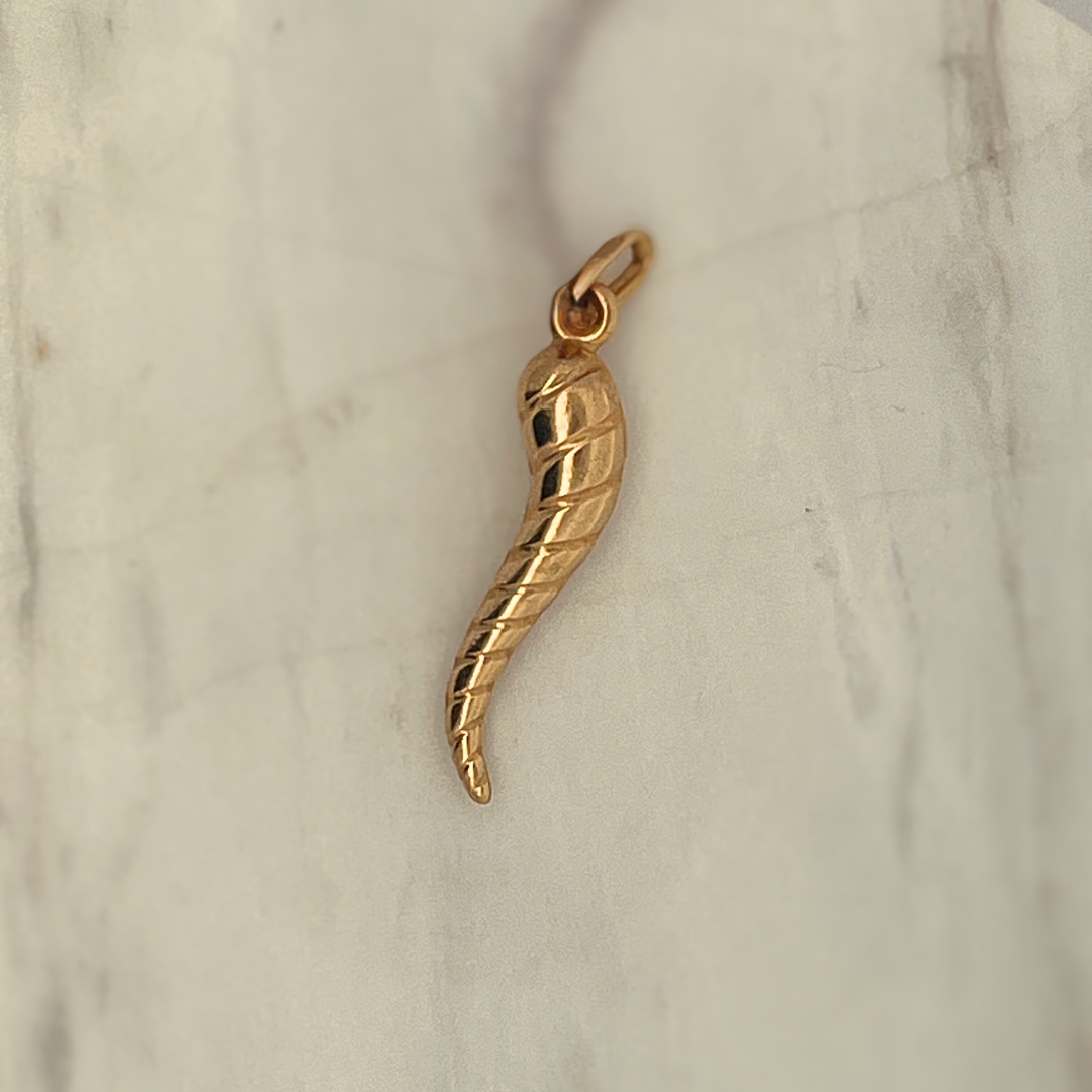 Preloved 14k YG Carved Italian Horn Charm
