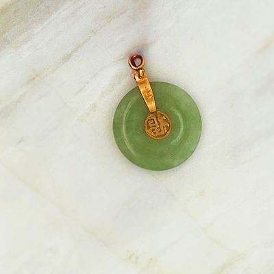 Pre-Loved 14k YG  Jade Chinese Medallion Pendant