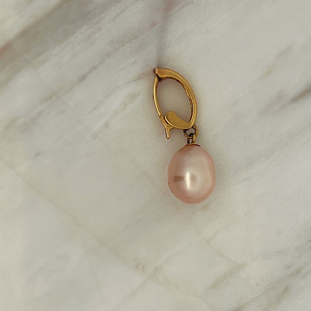 Pre-Loved 14k YG Pink Freshwater Pearl Drop Pendant
