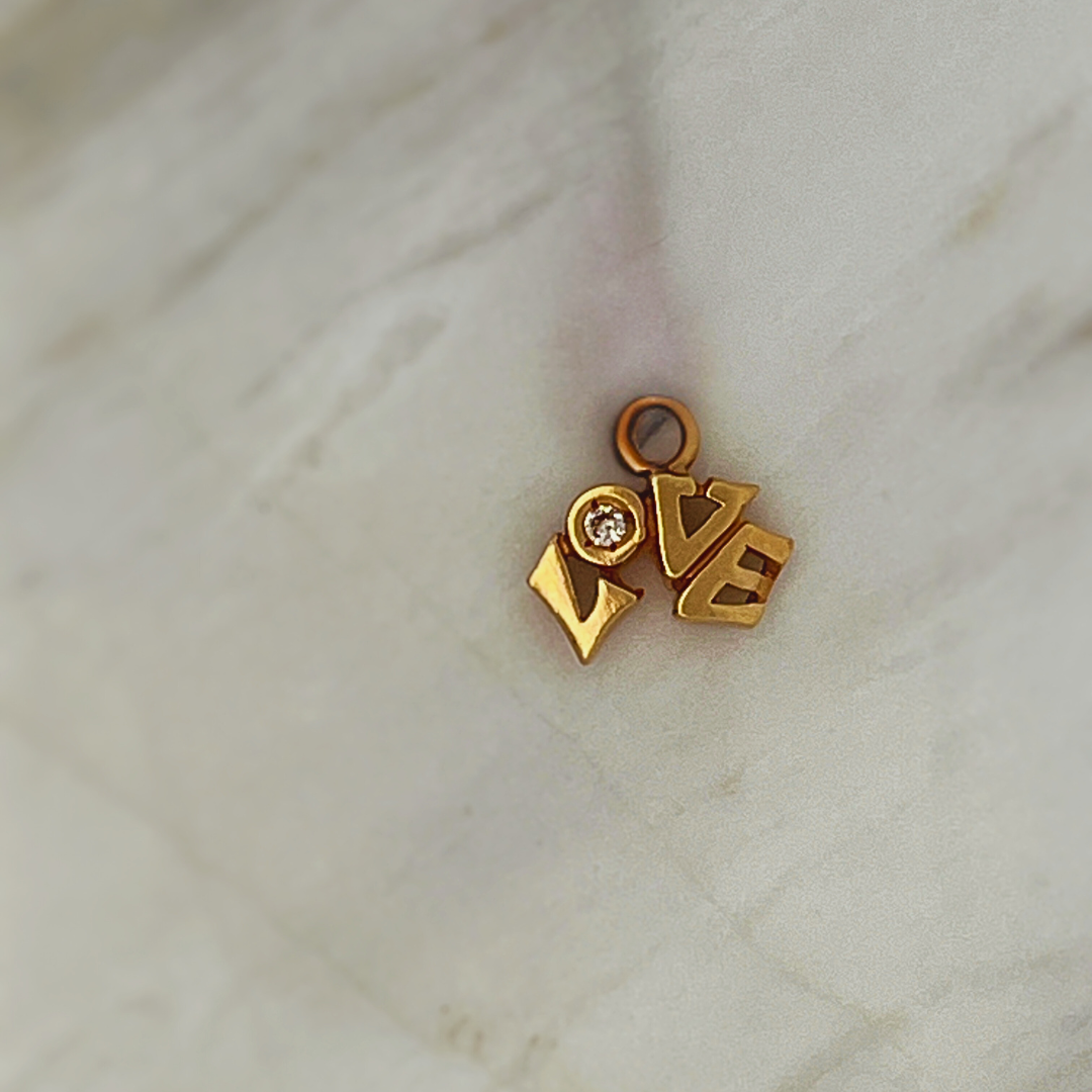 Pre Loved 14k YG LOVE Charm w/ Diamond Accent