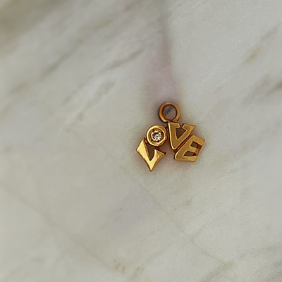 Pre Loved 14k YG LOVE Charm w/ Diamond Accent