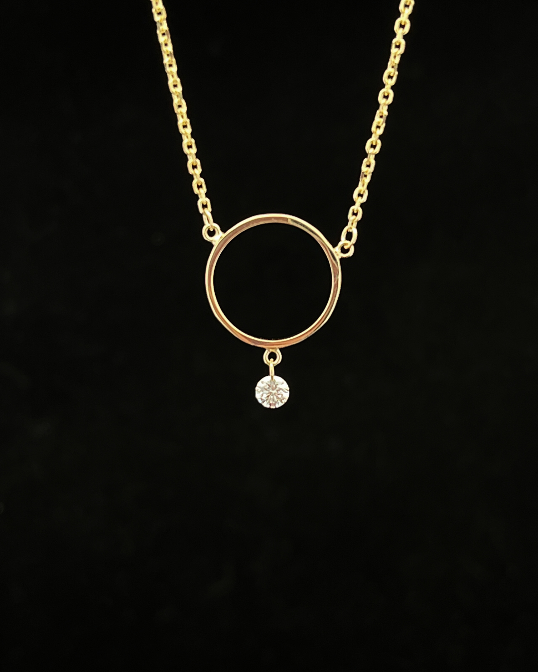 14k Yellow Gold .08ctw Floating Diamond Pendant