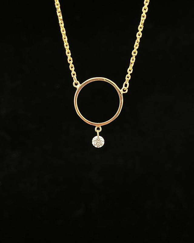 14k Yellow Gold .08ctw Floating Diamond Pendant