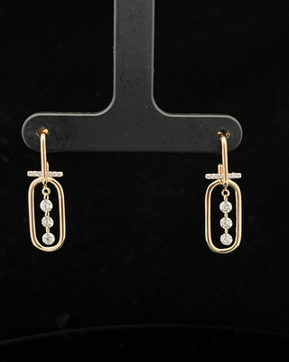 14k Yellow gold .34ct Diamond Dangle Fashion Earrings