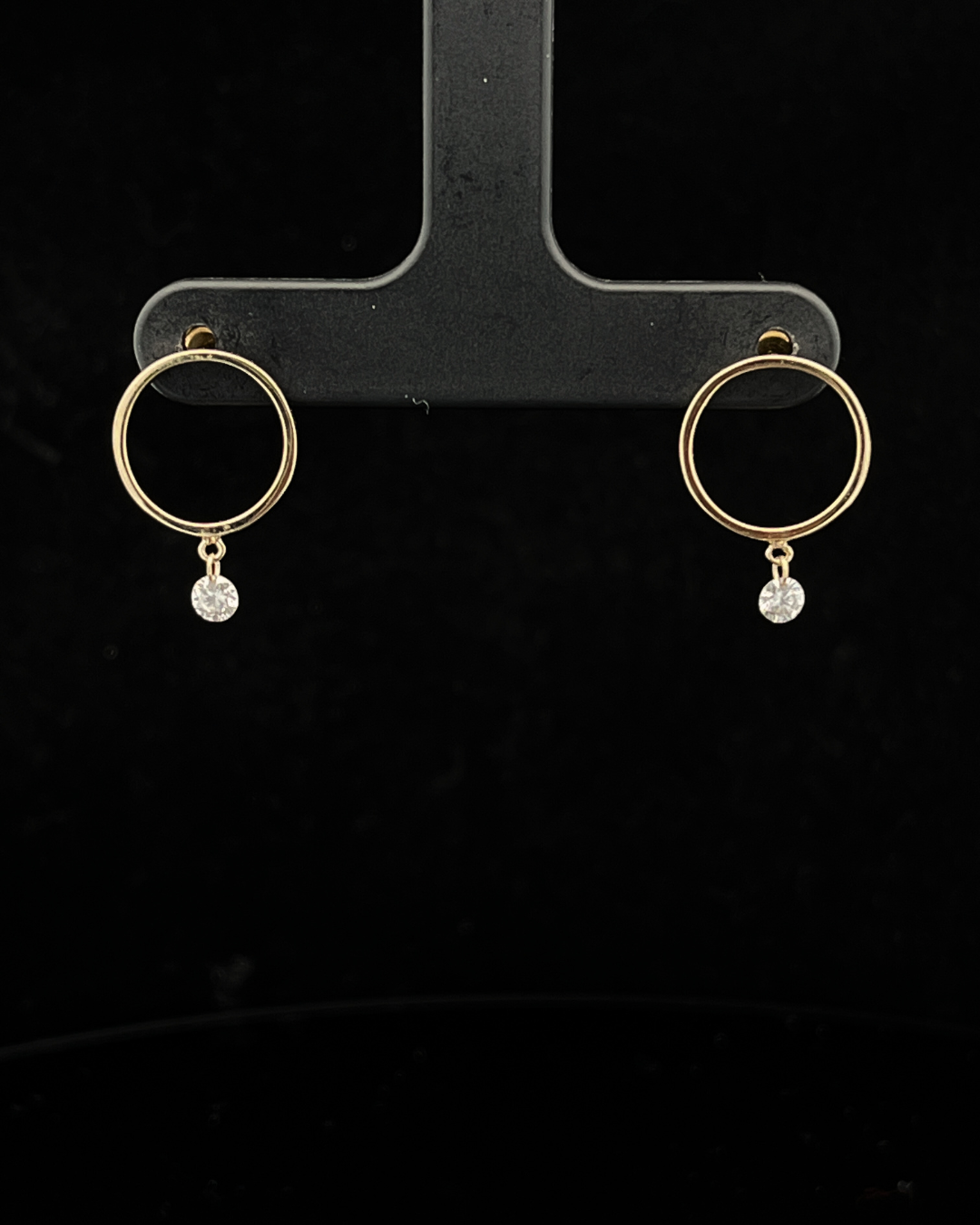 14k Yellow Gold .20ct Diamond Dangle Circle Earrings