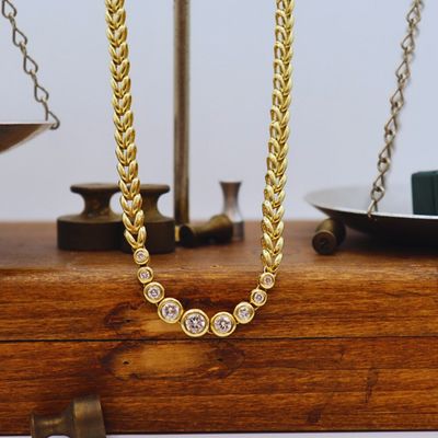 Pre-Loved 14k YG Bezel Set 1.32 ctw Round Diamonds Chain Link Necklace