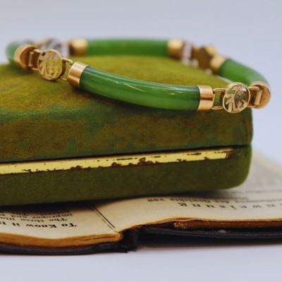 Pre-loved Vintage 14k YG Jadeite Bracelet