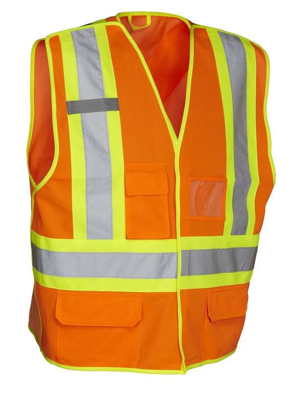 Forcefield 5-Point Tear-Away Hi Vis Traffic Safety Vest, Tricot Polyester