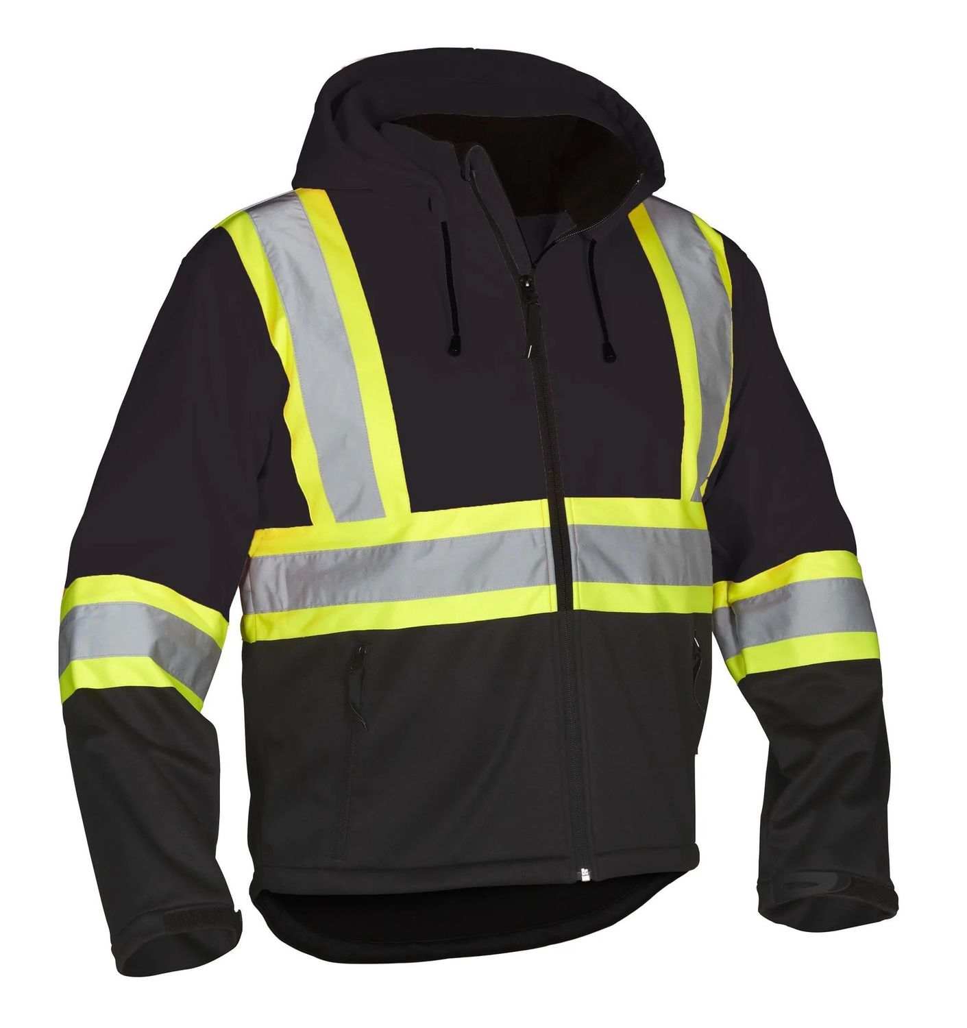 Forcefield Re-Engineered Hi Vis Safety Softshell, Color: Black, Size: S