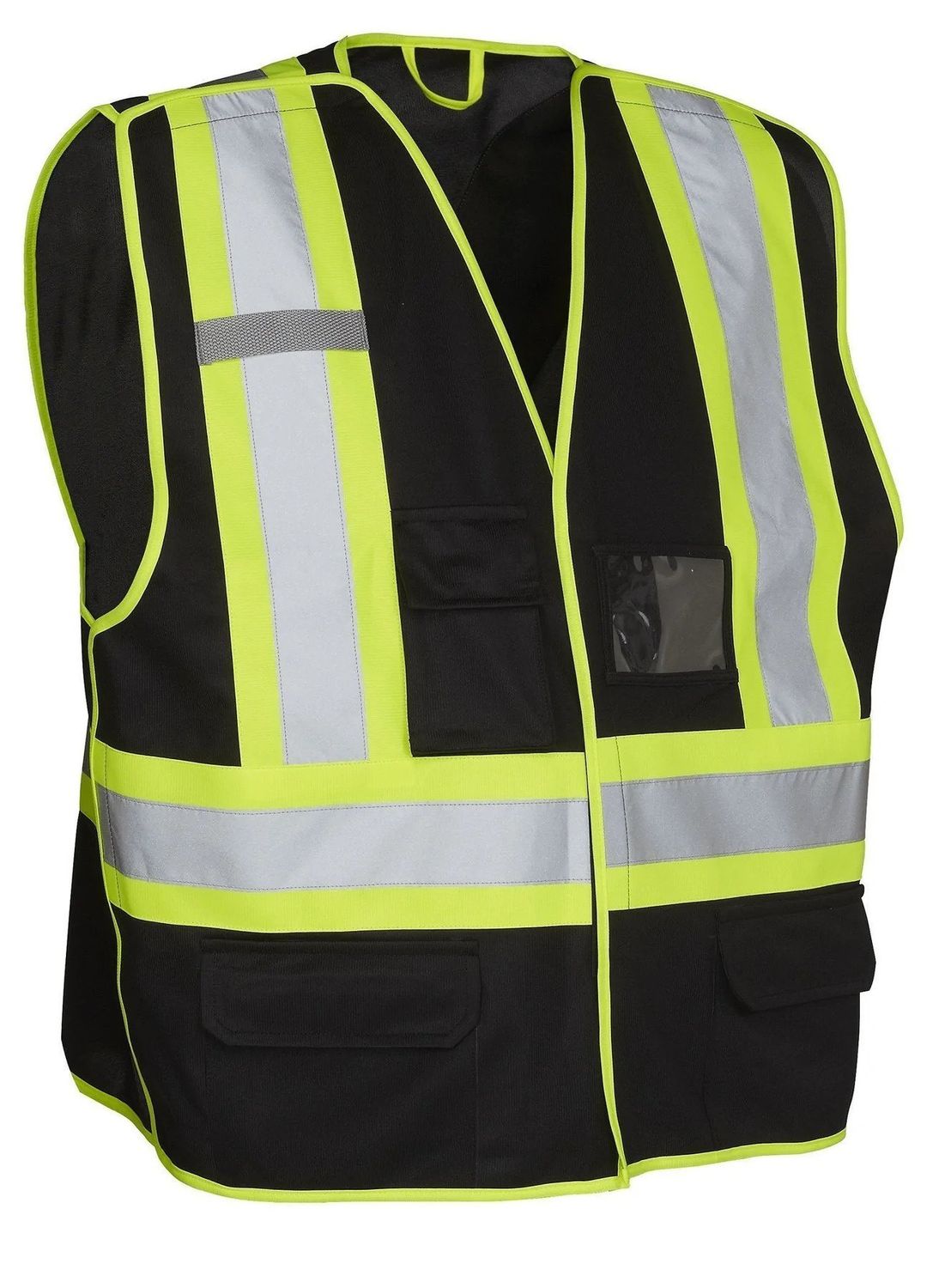 Forcefield 5-Point Tear-Away Hi Vis Traffic Safety Vest, Color: Black, Size: S/M