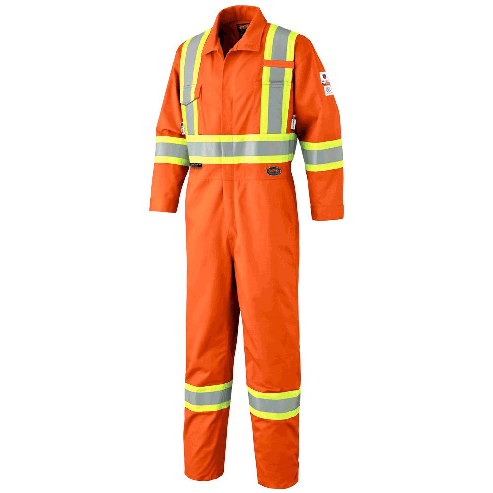 Pioneer Hi-Viz Orange FR-TECH® 88/12 FR/ARC Rated 7 OZ Coverall, Color: Orange, Size: 48