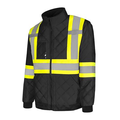 Ground Force Hi-Vis Quilted Freezer Jacket, 4″ Refl. Tape