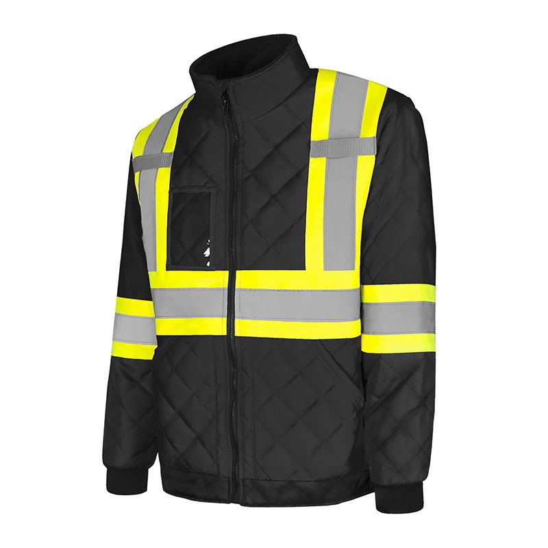Ground Force Hi-Vis Quilted Freezer Jacket, 4″ Refl. Tape, Color: Black, Size: S