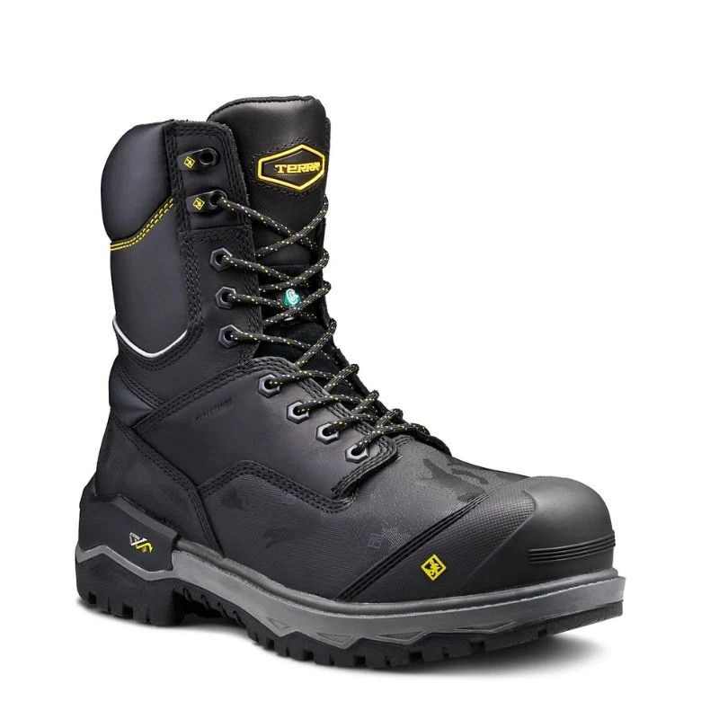 Terra Men's Gantry 8" Waterproof Nano Composite Toe Safety Work Boot, Color: Black, Size: 9