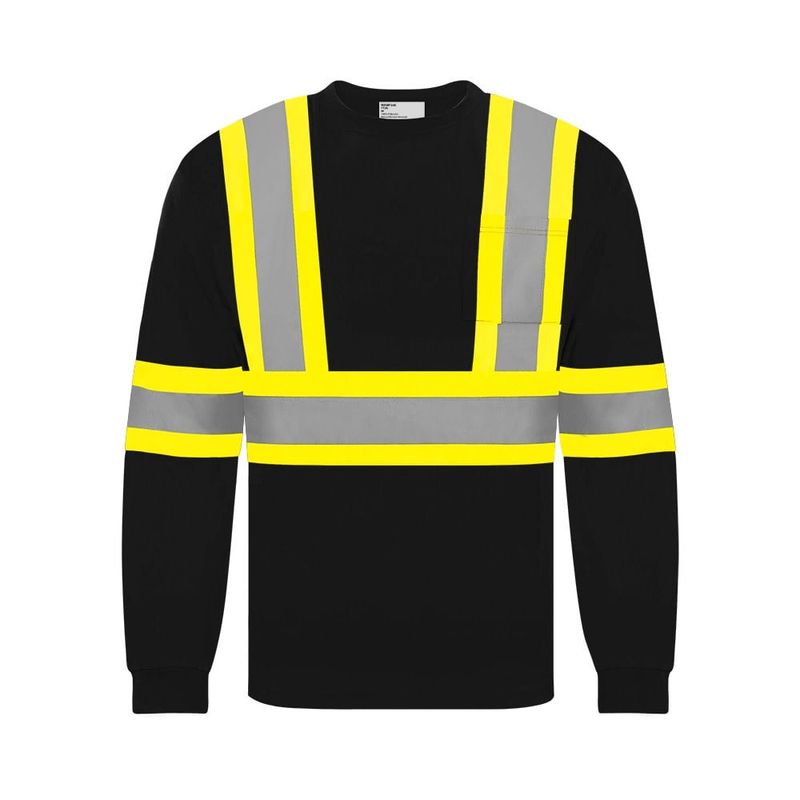 Ground Force Long Sleeve Polyester Traffic T-Shirt, 4″ Refl. Tape