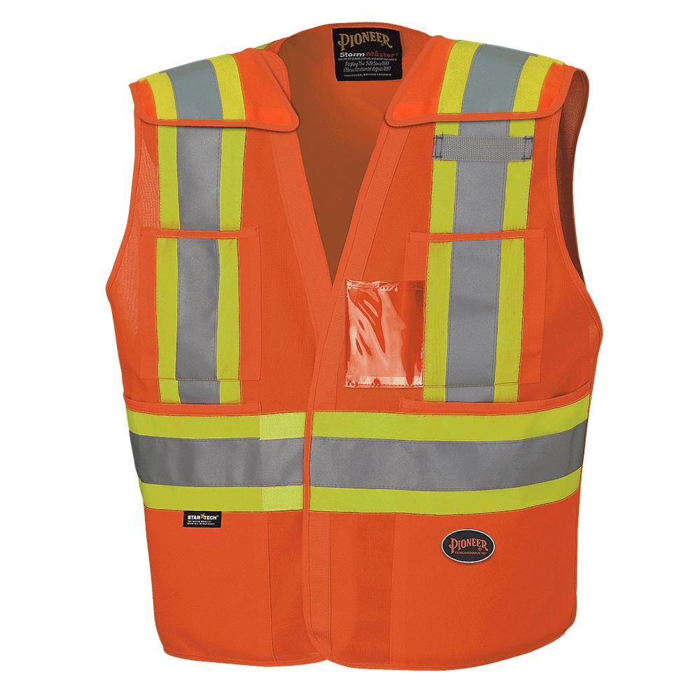 Pioneer Hi-Viz Orange Drop Shoulder Safety Tear-Away Vest, Color: Orange, Size: S/M