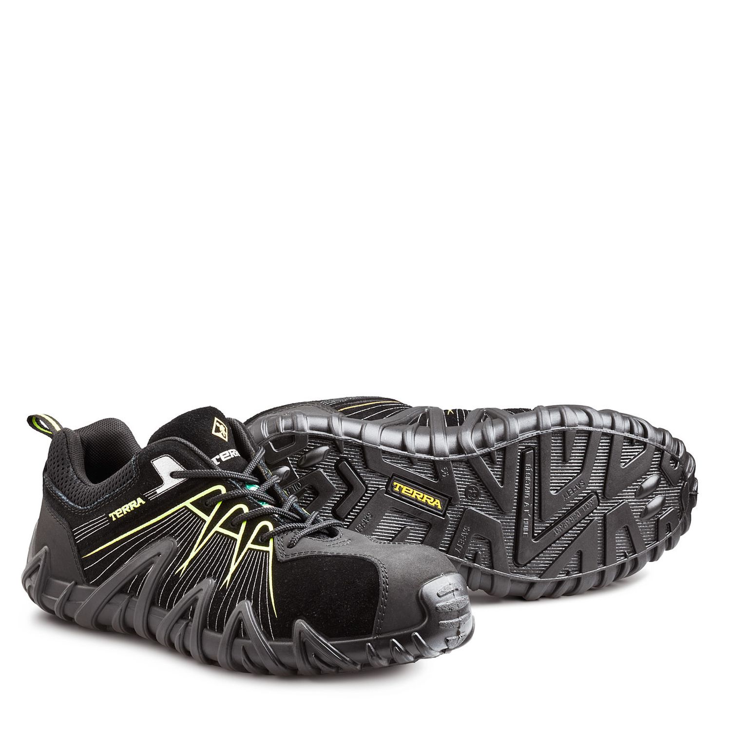 Terra Men's Spider X Low Composite Toe Athletic Safety Work Shoe, Color: Black/Grey/Lime, Size: 7