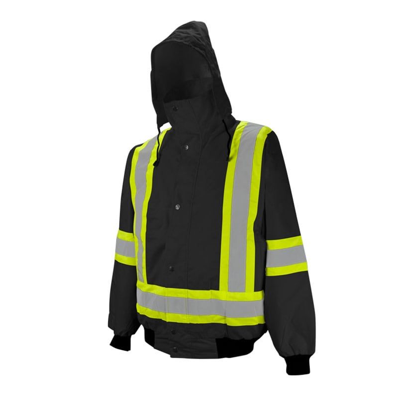 Ground Force 6-In-1 Winter Traffic Jacket, 4″ Refl. Tape, Color: Black, Size: S