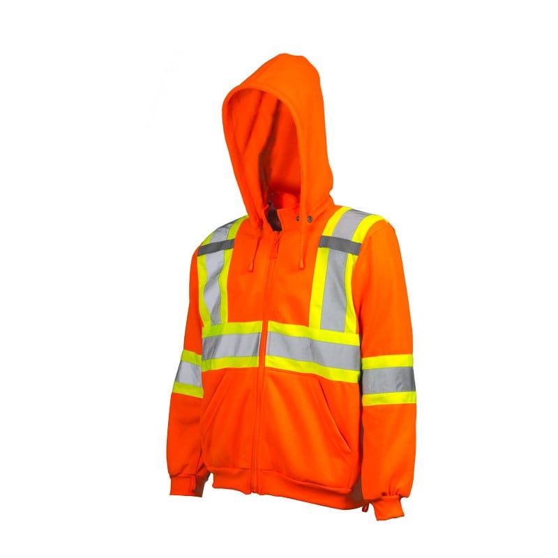 Ground Force Traffic Hoodie w/ Detachable Hood, 4″ Refl. Tape, Color: Orange, Size: S