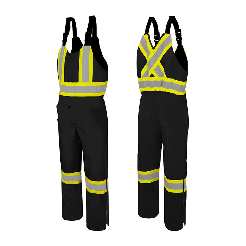 Ground Force Winter Traffic Overalls, 4″ Refl. Tape, Color: Black, Size: S