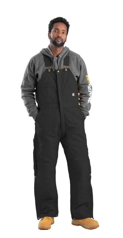 Berne Heritage Insulated Duck Bib Overall, Color: Black, Size: S