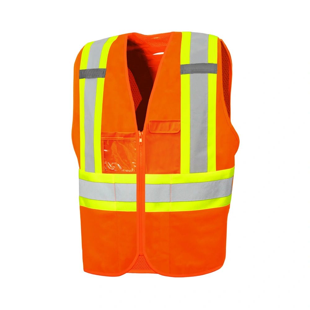 Ground Force Traffic Vest with Zipper, Color: Orange, Size: S
