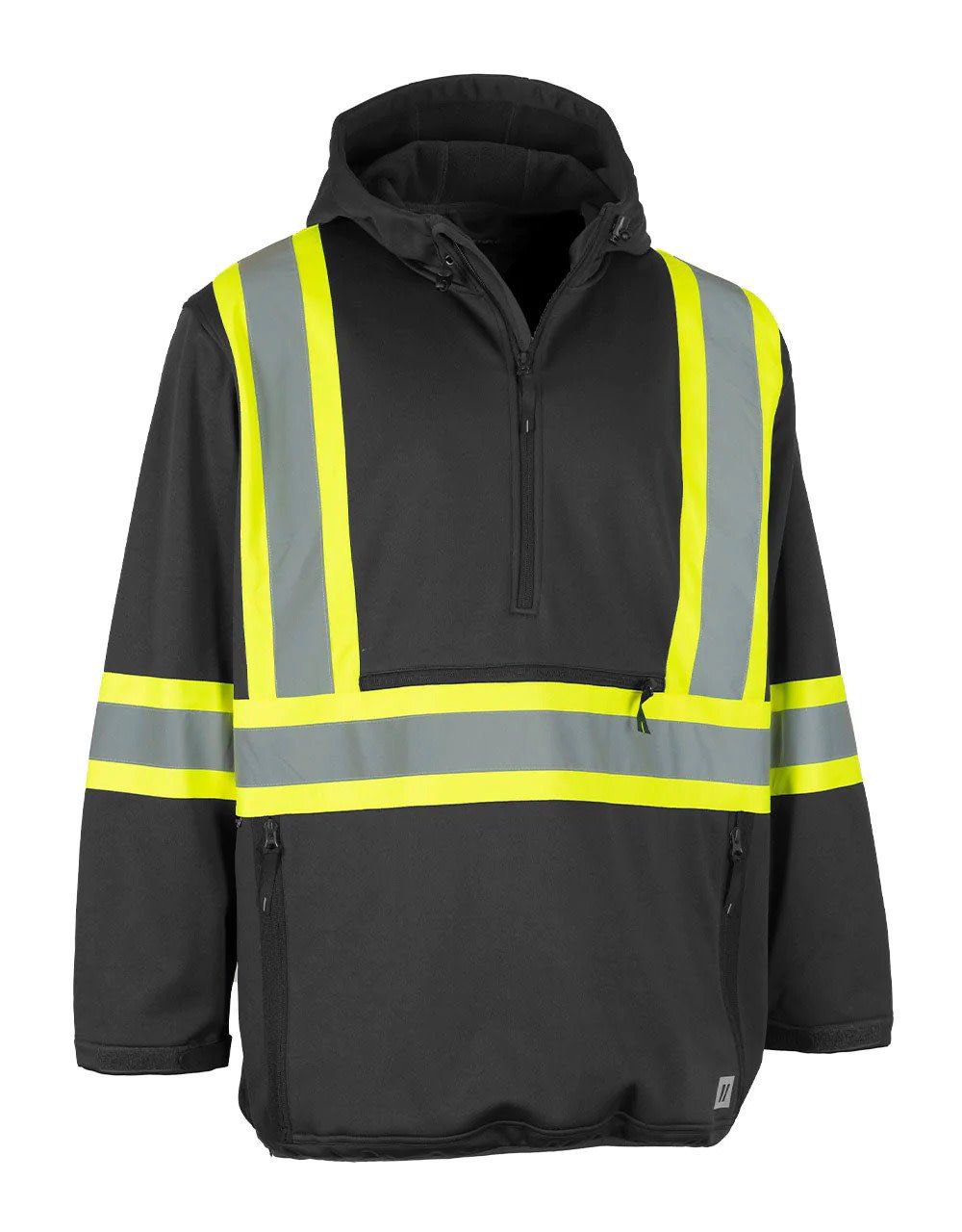 Forcefield Hi Vis Safety Anorak Pullover Softshell, Color: Black, Size: M